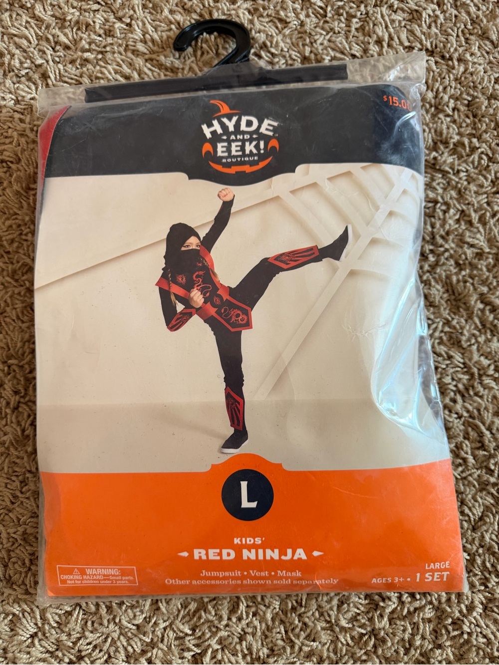 Kids Red Ninja Costume Size Large 12-14 – New